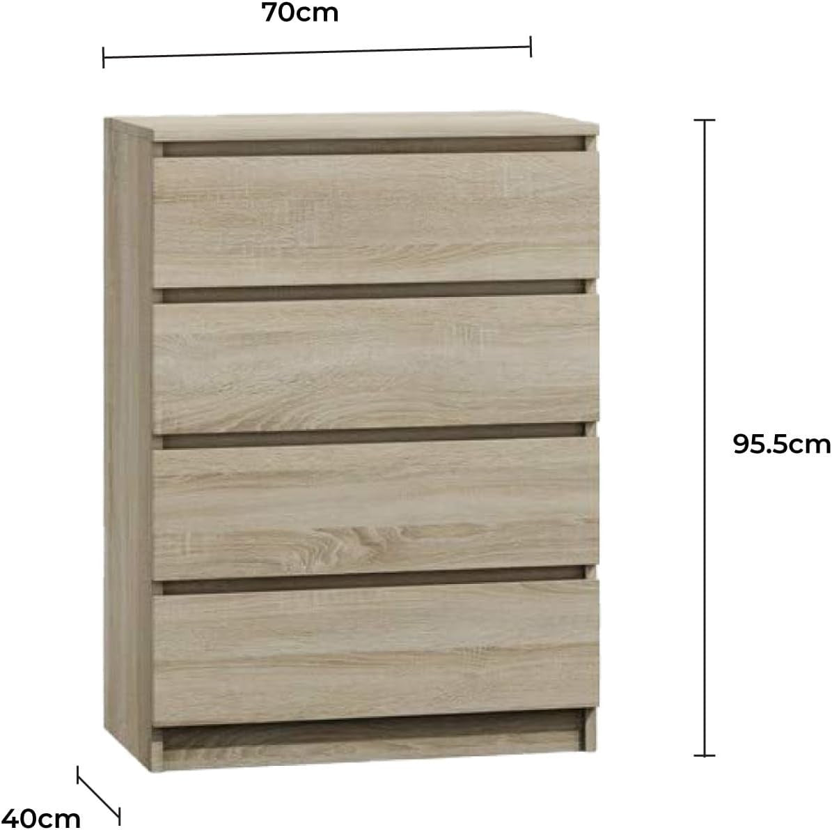 Sonoma 4 Drawer Tall Chest Modern Storage Cabinet Bedroom Organizer