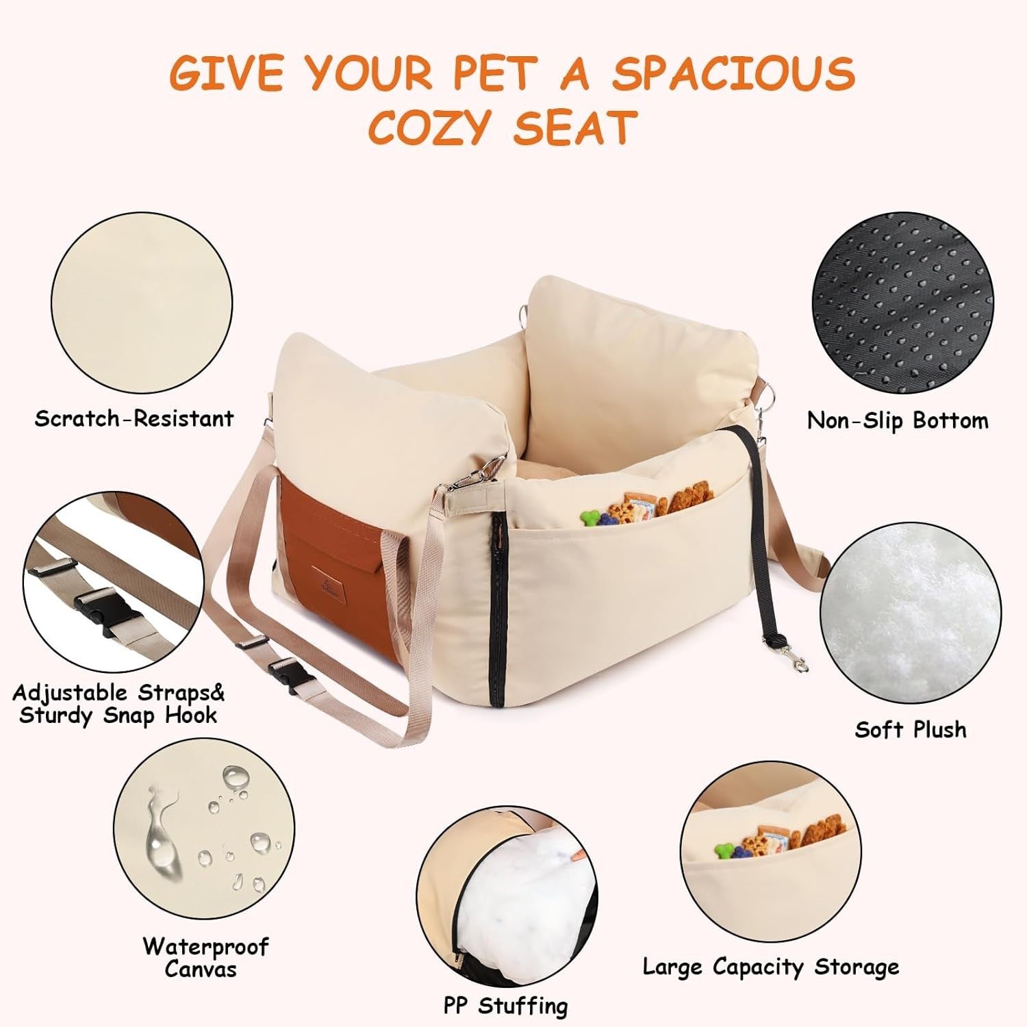 Dog Car Seat Booster Waterproof Pet Travel Bed Safety Leash 25lb