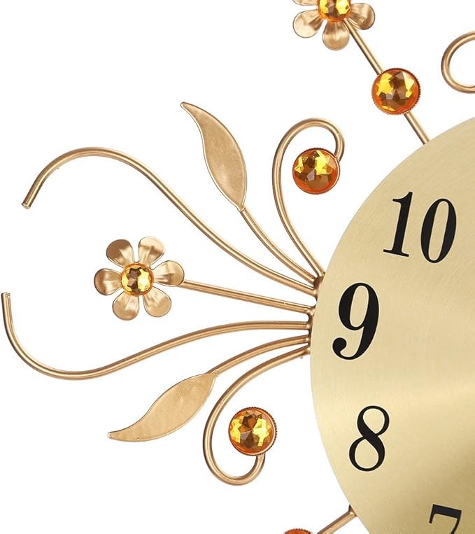 Elegant 3D Flower Metal Wall Clock | Silent Quartz Luxury Home Decor 35cm