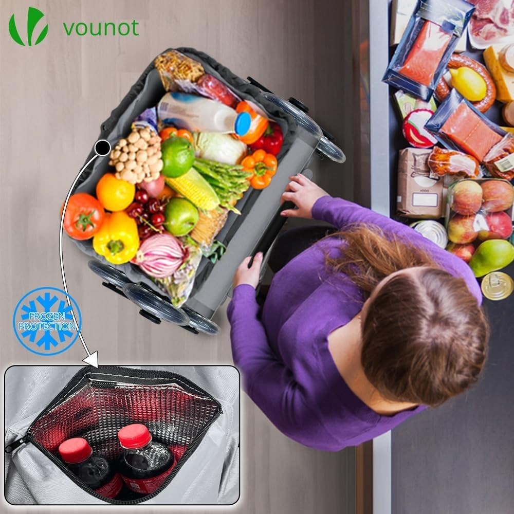 58L Folding 6-Wheel Shopping Trolley Grey Stair Climbing Cart