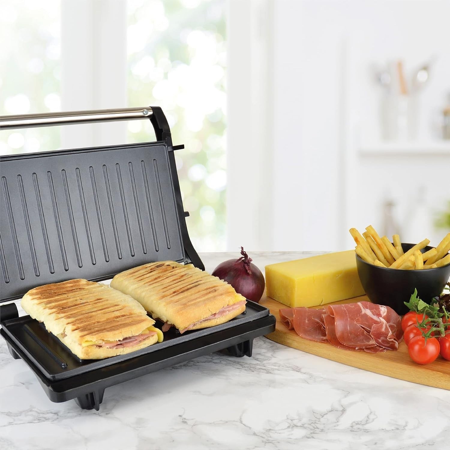 Health Grill & Panini Press Non-Stick Black Steel 2-Slice