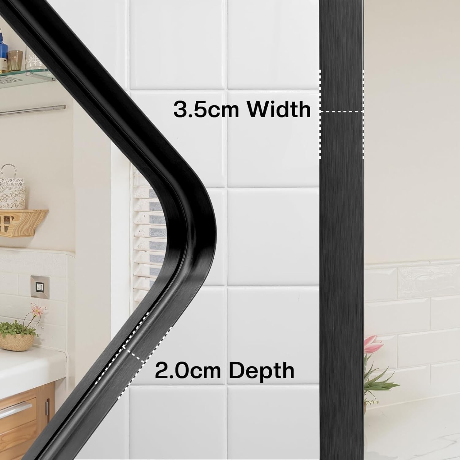 Modern Wall Mirror 60x90cm Black Frame for Bathroom or Entryway Décor
