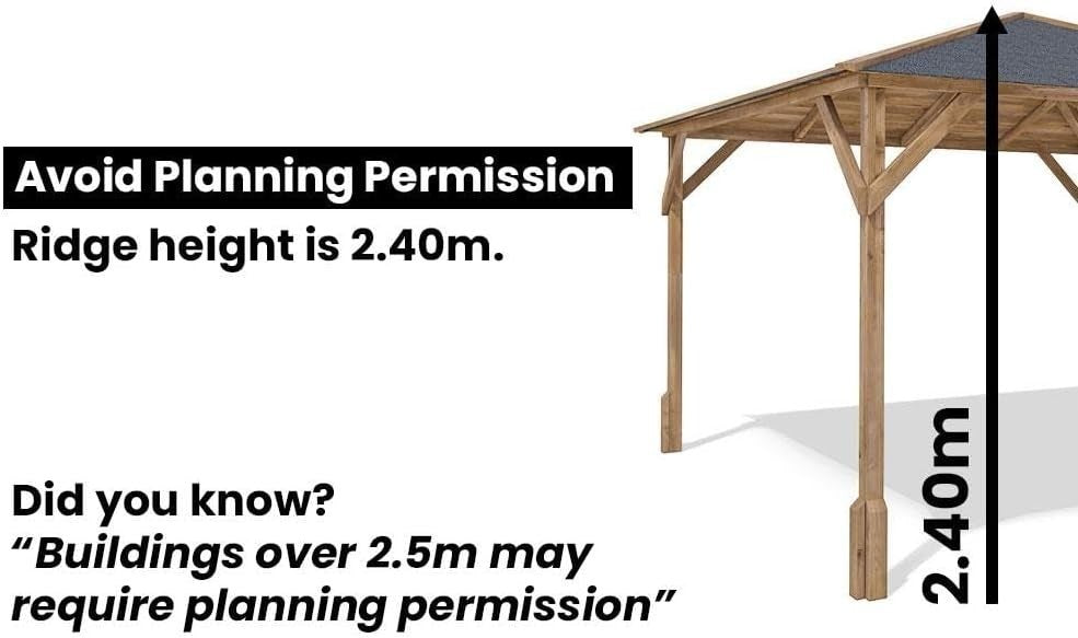 2x2M Wooden Garden Gazebo Heavy Duty Shelter Pressure-Treated Spruce