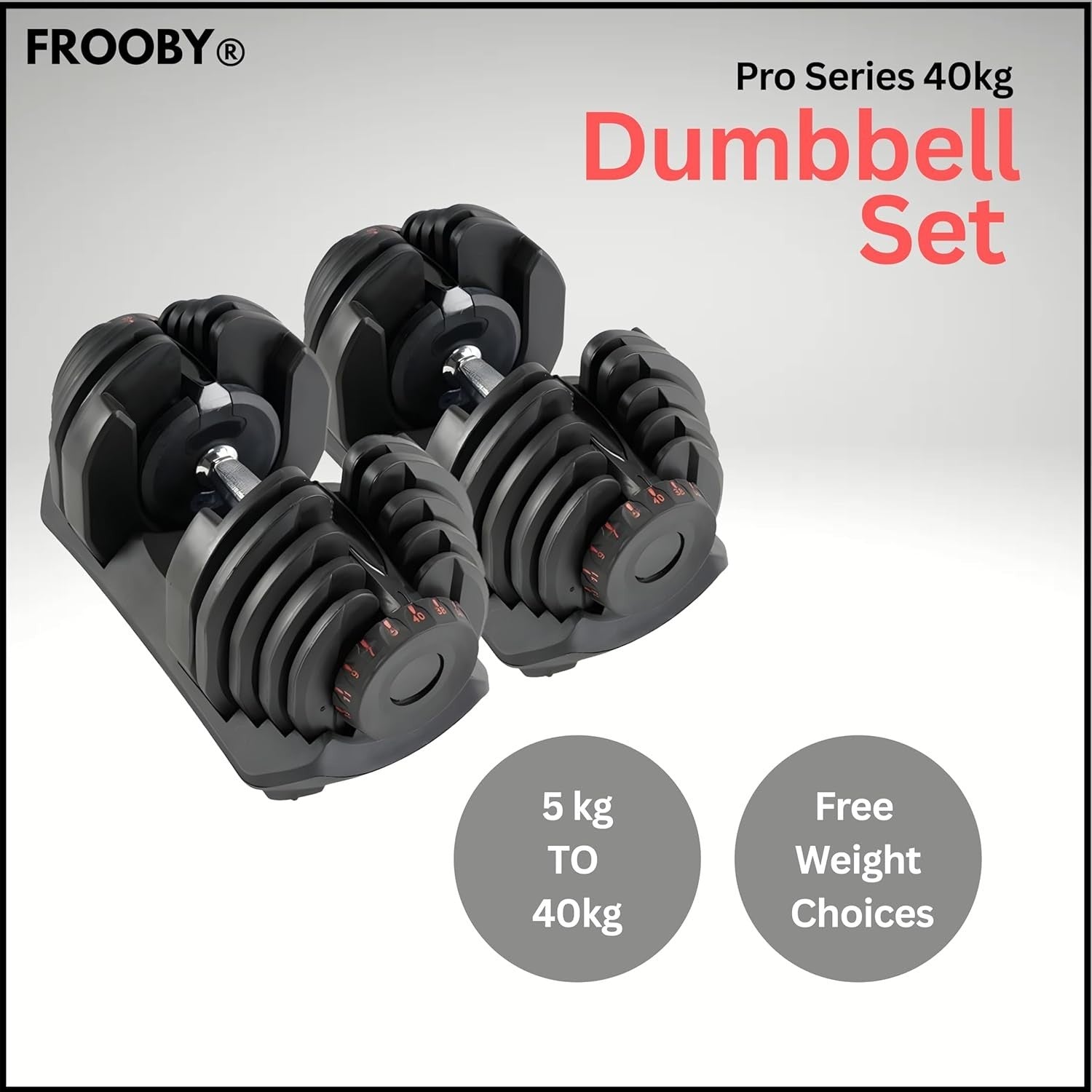 5–40KG Adjustable Dumbbell 17-in-1 Quick Dial Weight Home Gym Strength