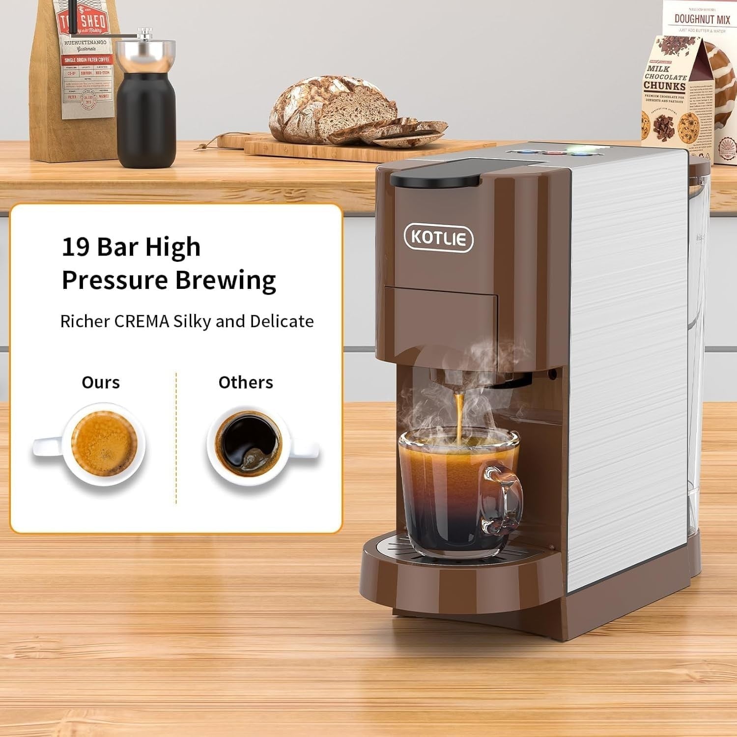 19Bar Multi Capsule Coffee Maker 5in1 Pod & Ground Compatible Auto Brew Machine
