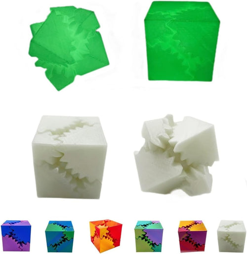 3D Printed Rotating Gear Cube Fidget Toy Stress Relief Pocket Gadget