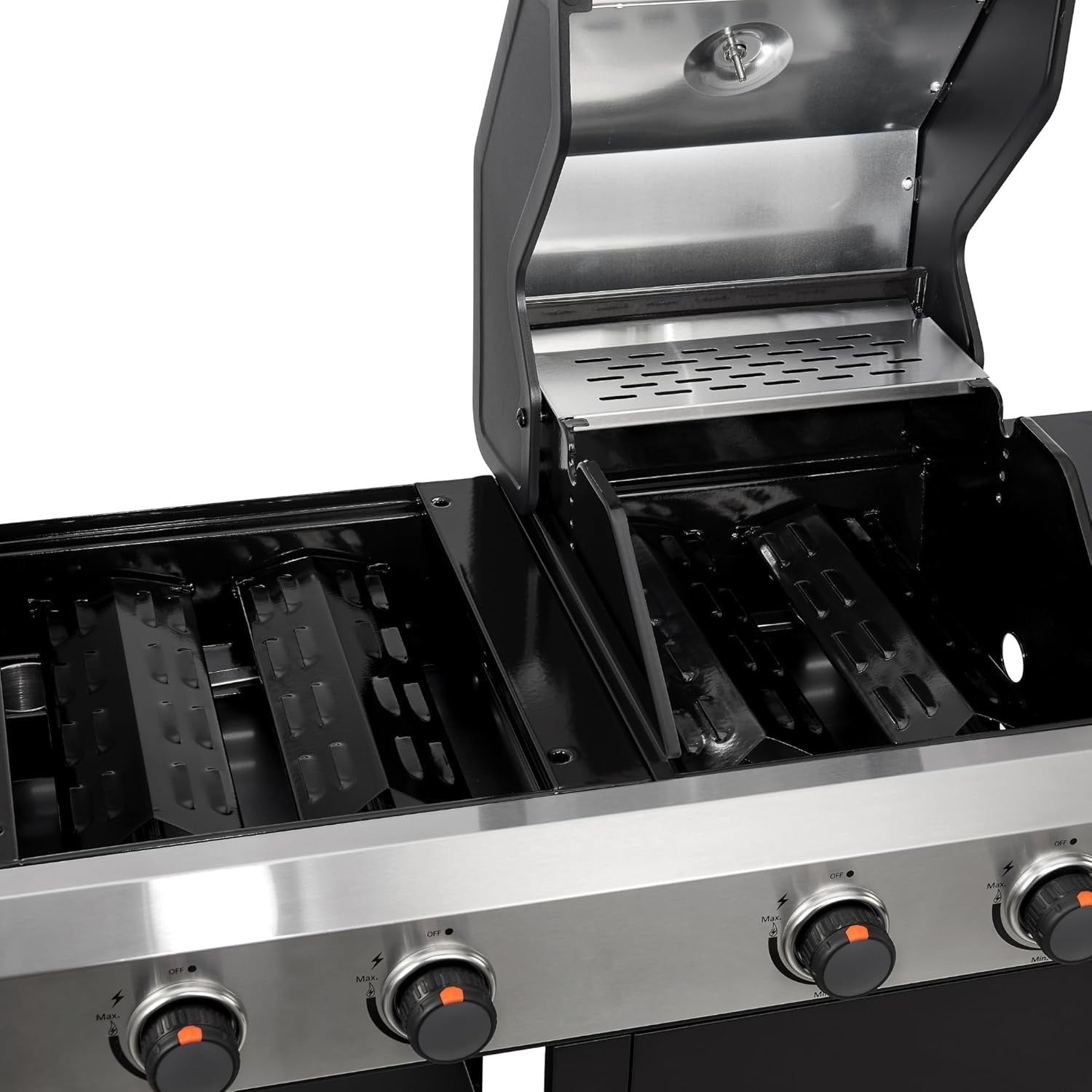 3-in-1 Gas BBQ Grill with Pizza Oven & Hot Plate | 4 Burner | Foldable Shelves