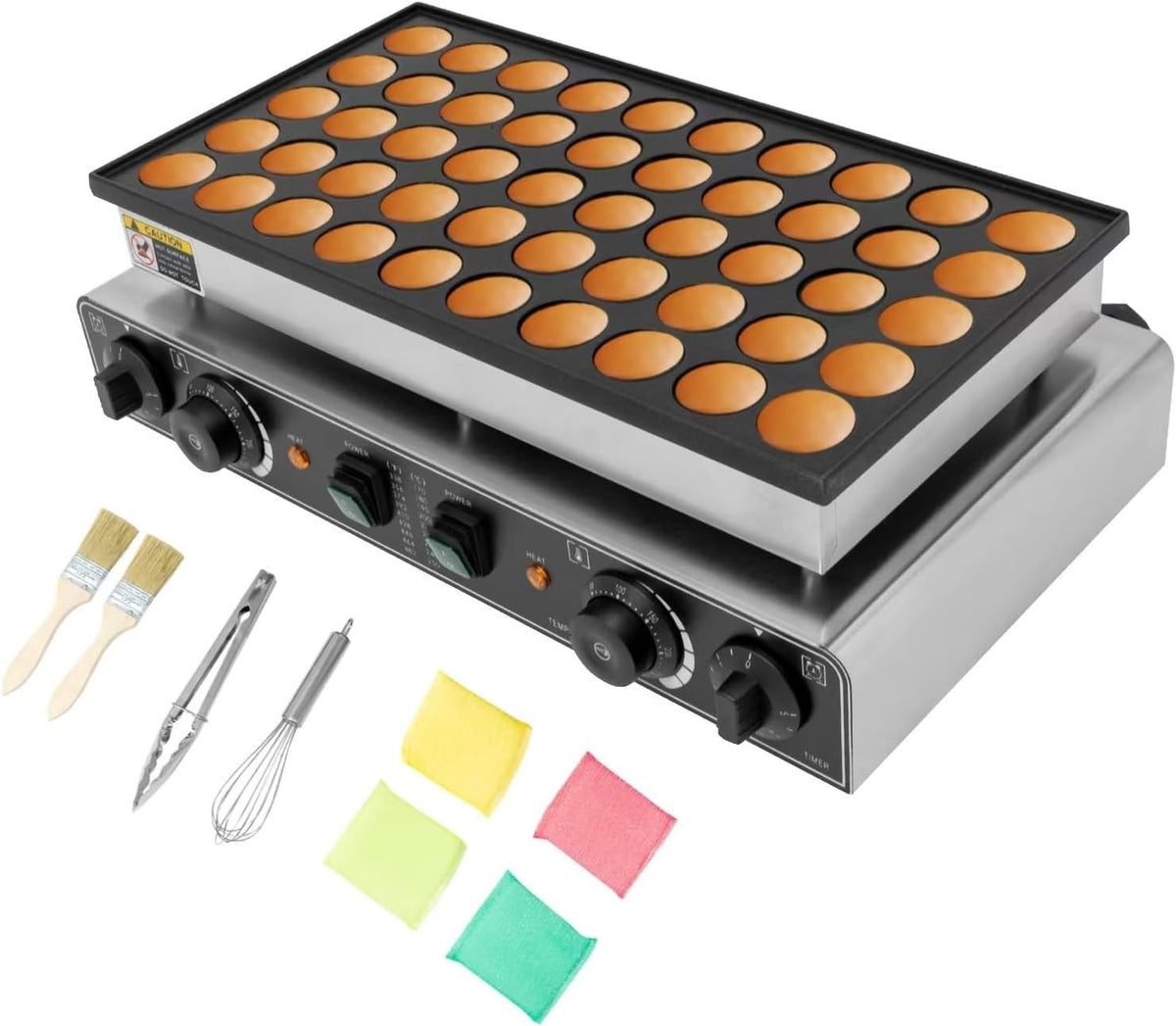 50-Hole Electric Pancake & Waffle Maker 1700W | Non-Stick w/ Timer