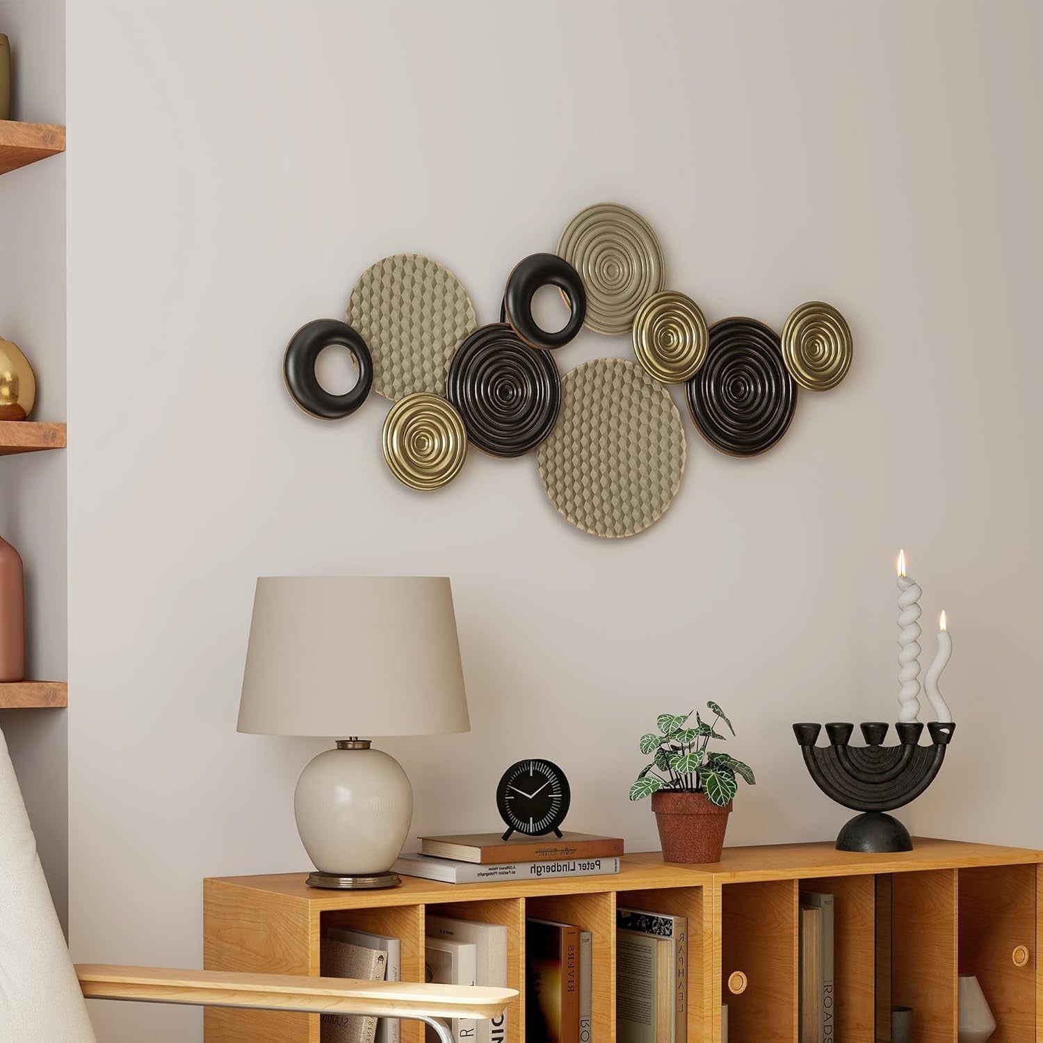 Modern Metal Wall Art – Multi-Disc Hanging Decor for Living Room