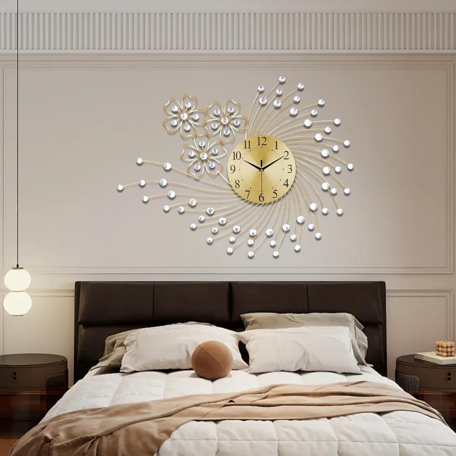 83×63cm Large Gold Wall Clock – Silent Modern Art Metal Oversized Design