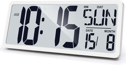 Large Digital Wall Clock 15'' LED Display Alarm Date Temp Backlight