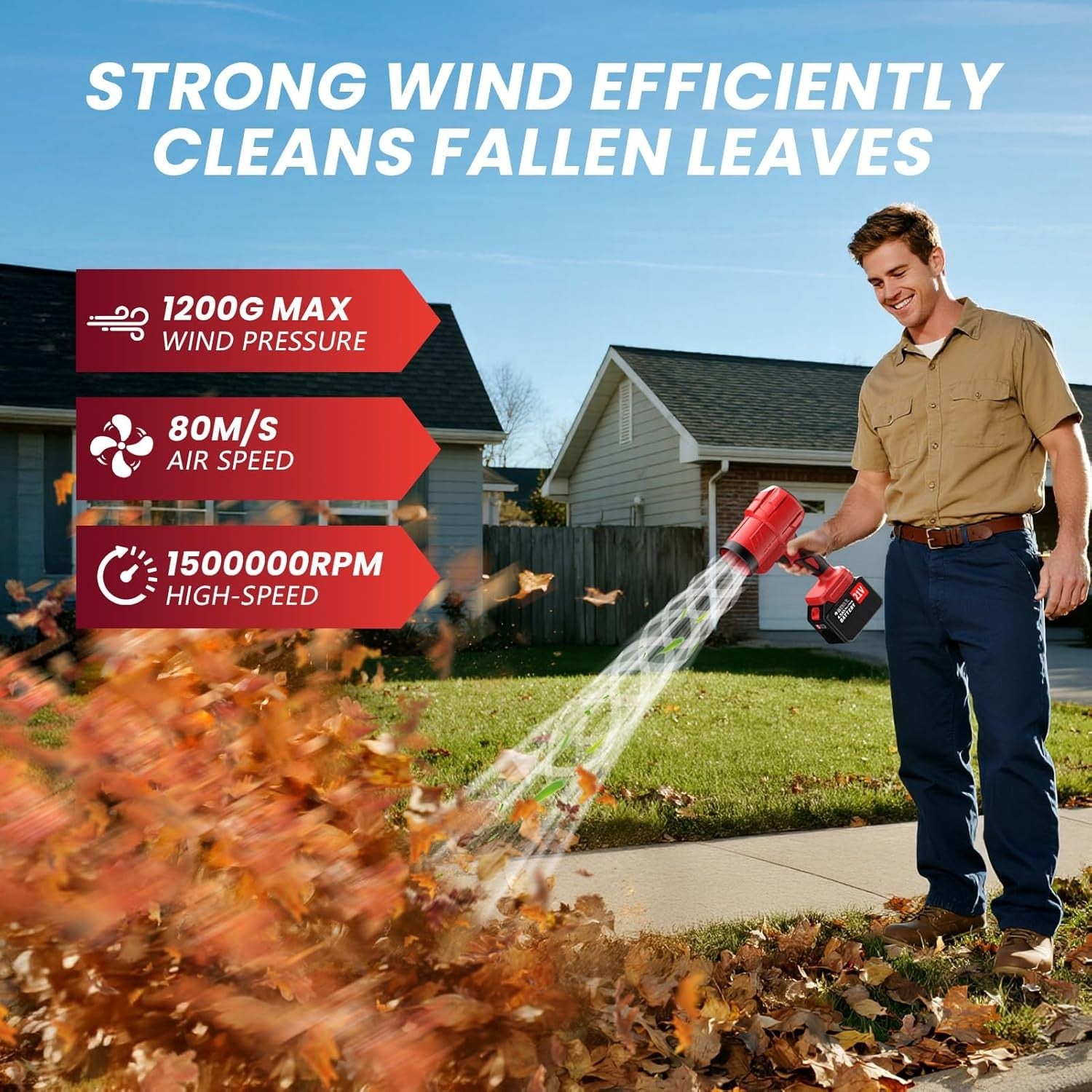 Cordless Leaf Blower 21V Dual Batteries Brushless High Power 685CFM