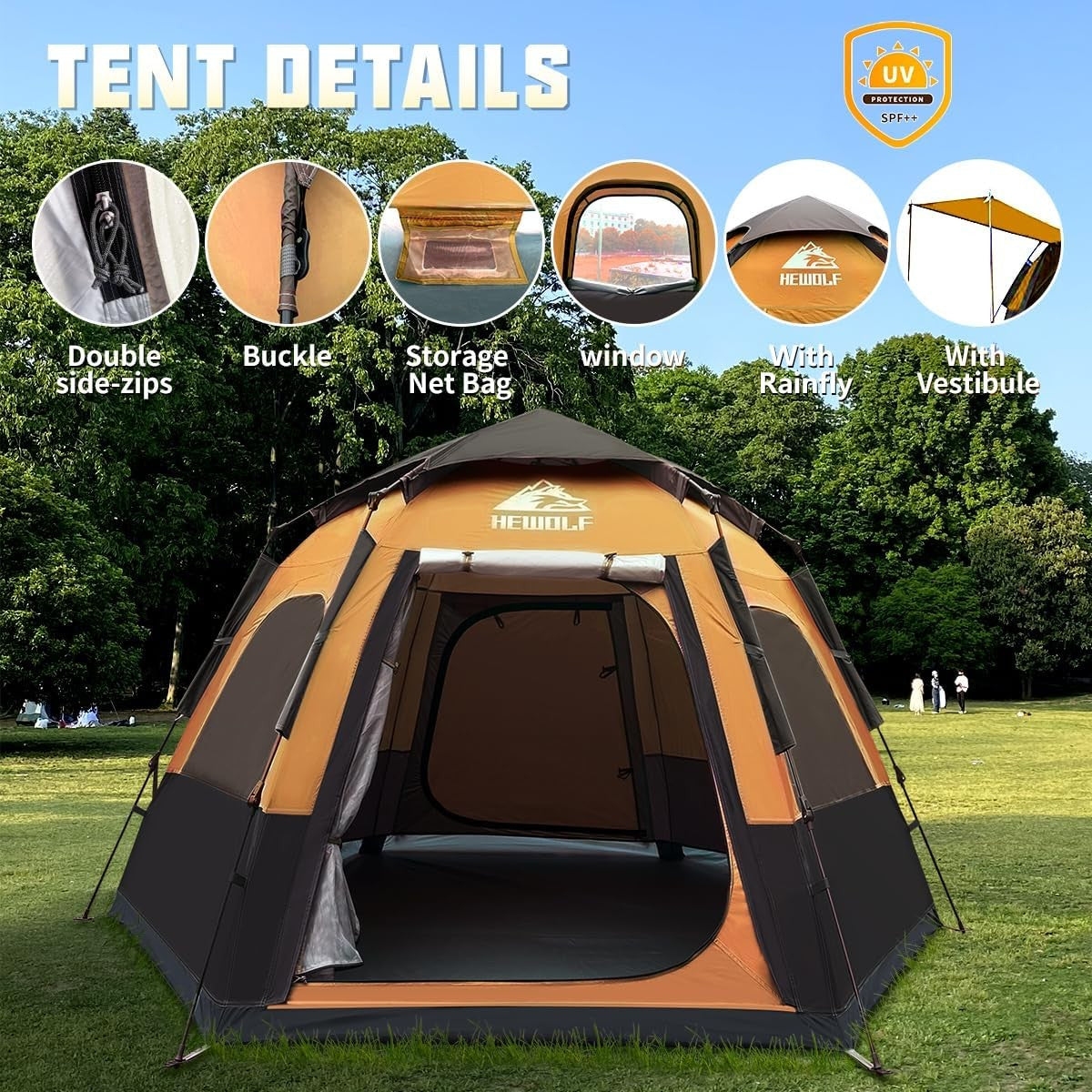 Waterproof Instant Camping Tent 2-4 Quick Setup Dome