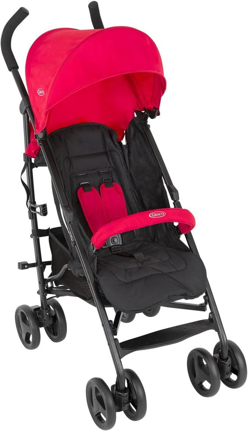 Lightweight Compact Stroller Travel Pushchair Multi-Recline 0-15kg Cherry