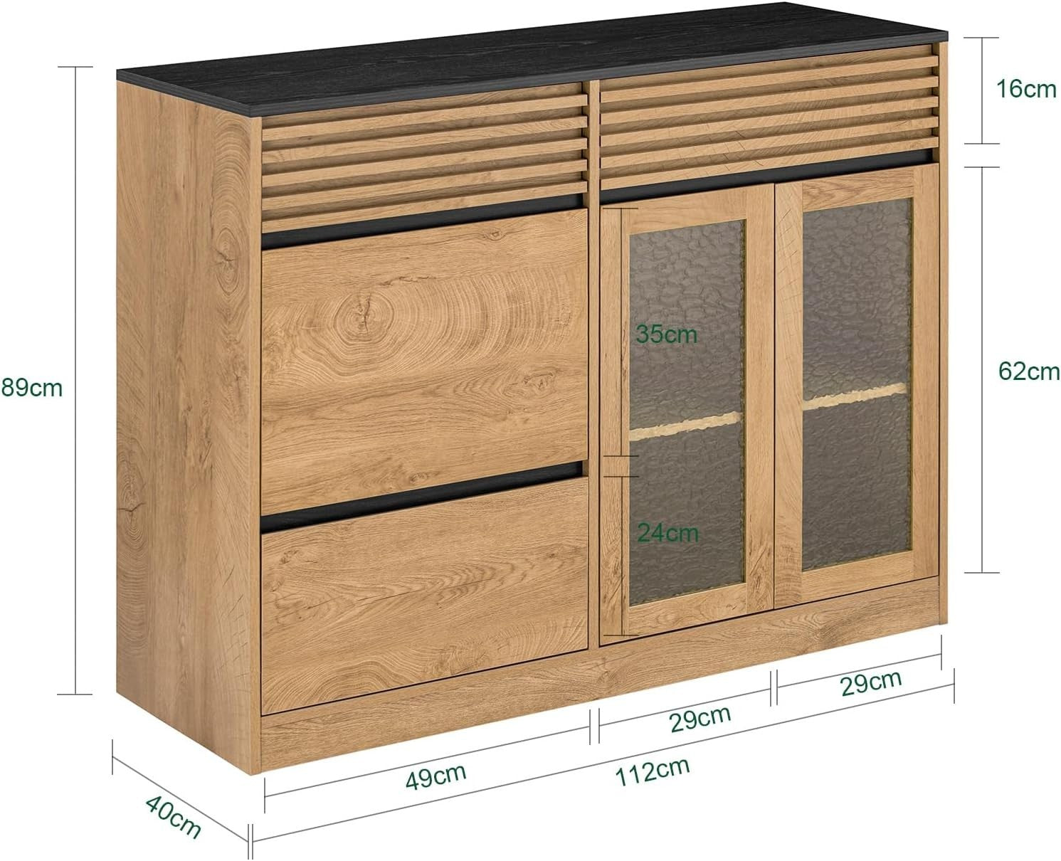 Luxury Sideboard Storage Cabinet with 3 Drawers & 3 Doors W112xD40xH89cm
