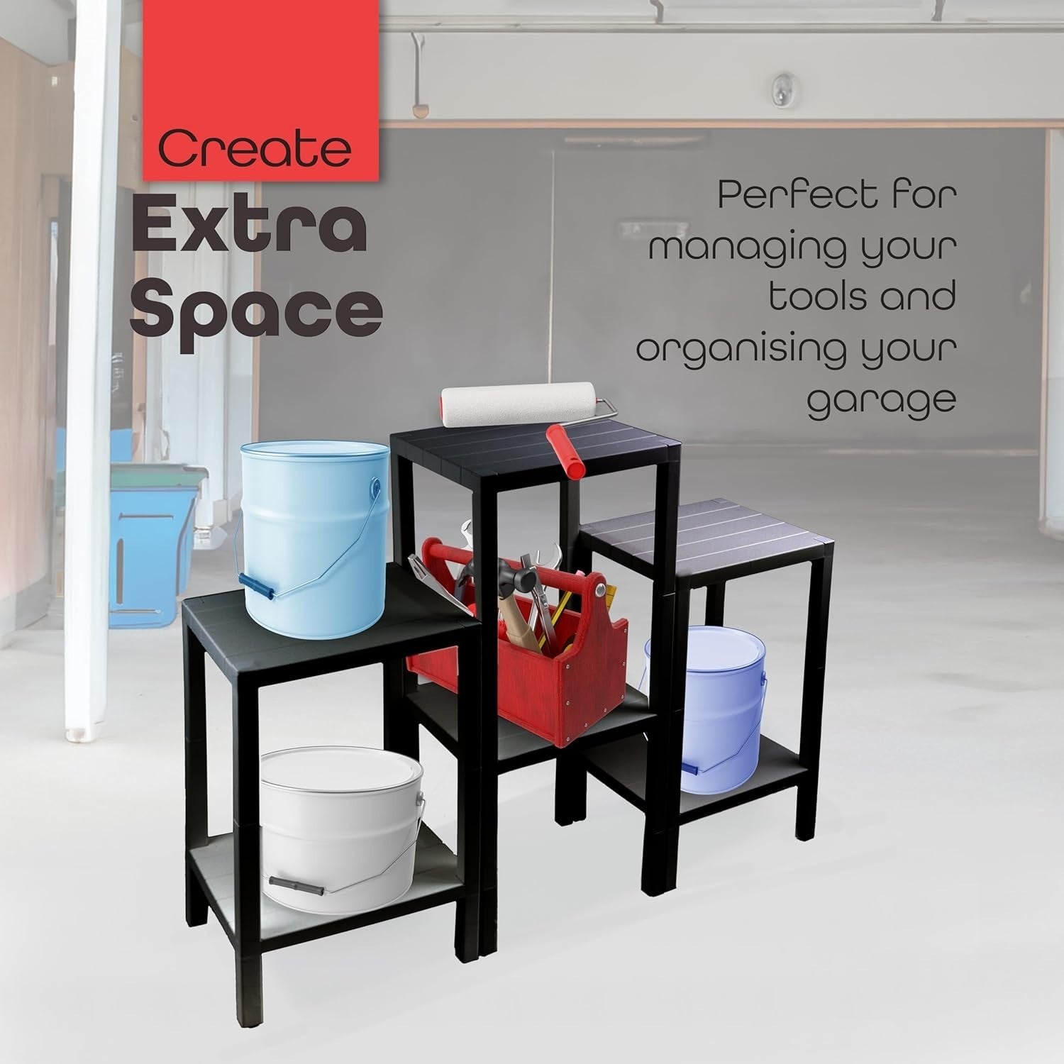6 Tier Black Side End Table – Space-Saving Storage with Durable Shelves
