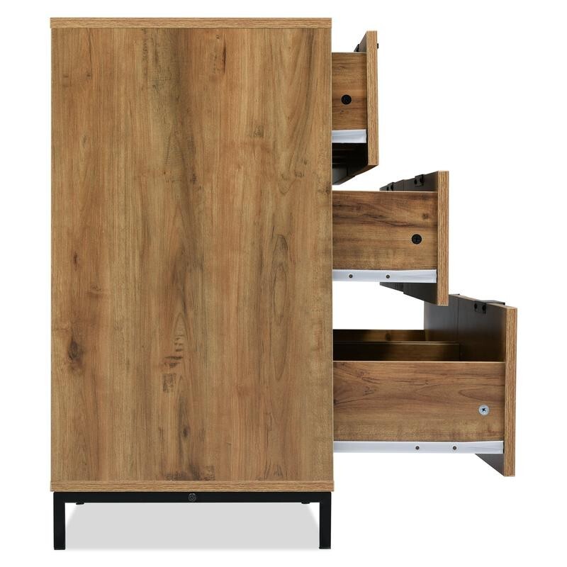 Rustic Oak Sideboard Cabinet with 6 Drawers, Chest Storage Unit 120cm
