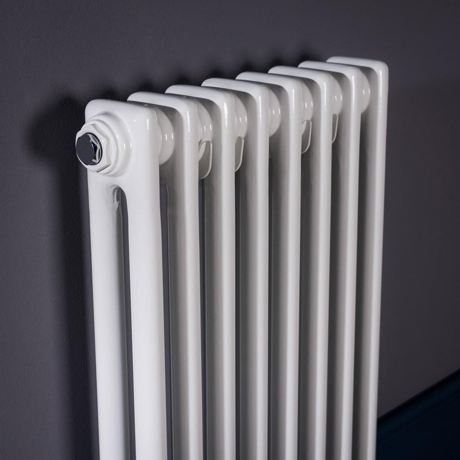 White Double Column Vertical Radiator 1500x380mm Bathroom Kitchen