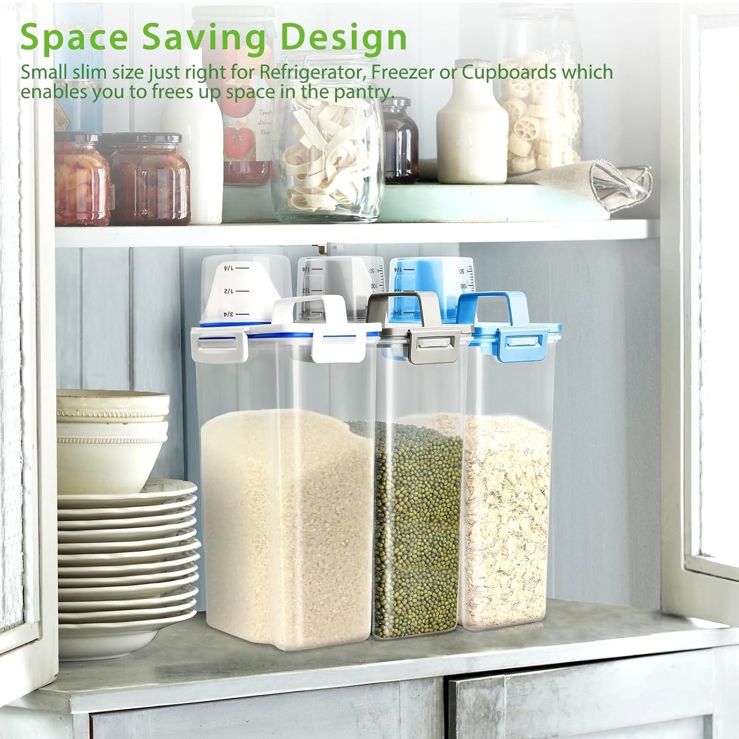 3L Airtight Rice Dispenser BPA Free Dry Food Bin w Cup