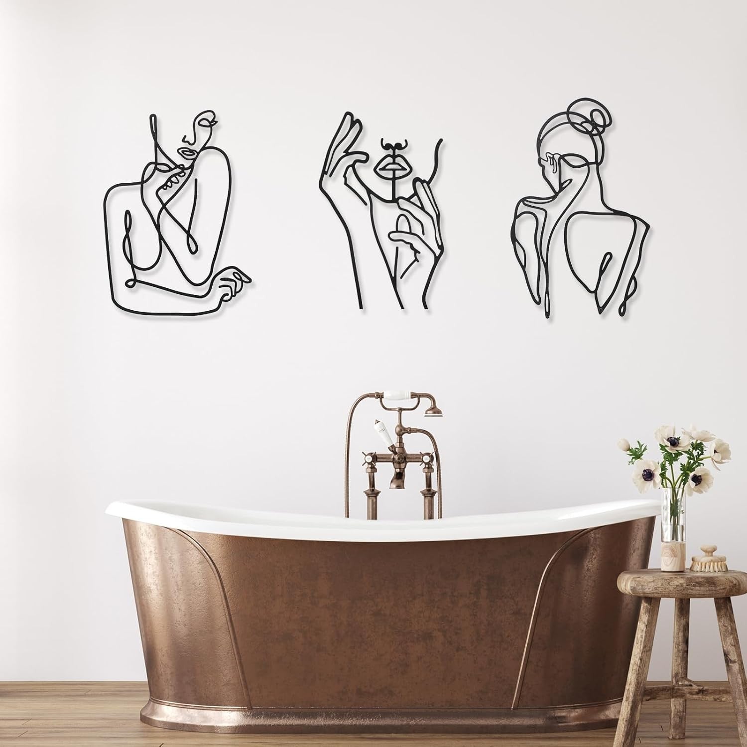 3Pcs Metal Wall Art Minimalist Abstract Woman Line