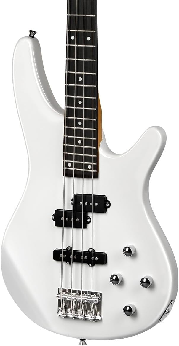 Full Size 4 String Electric Bass Guitar Starter Kit P Style White