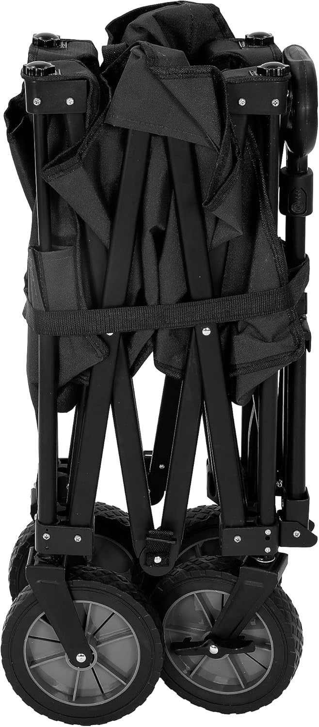 Black Folding Garden Wagon 85kg Collapsible Camping Festival Trolley