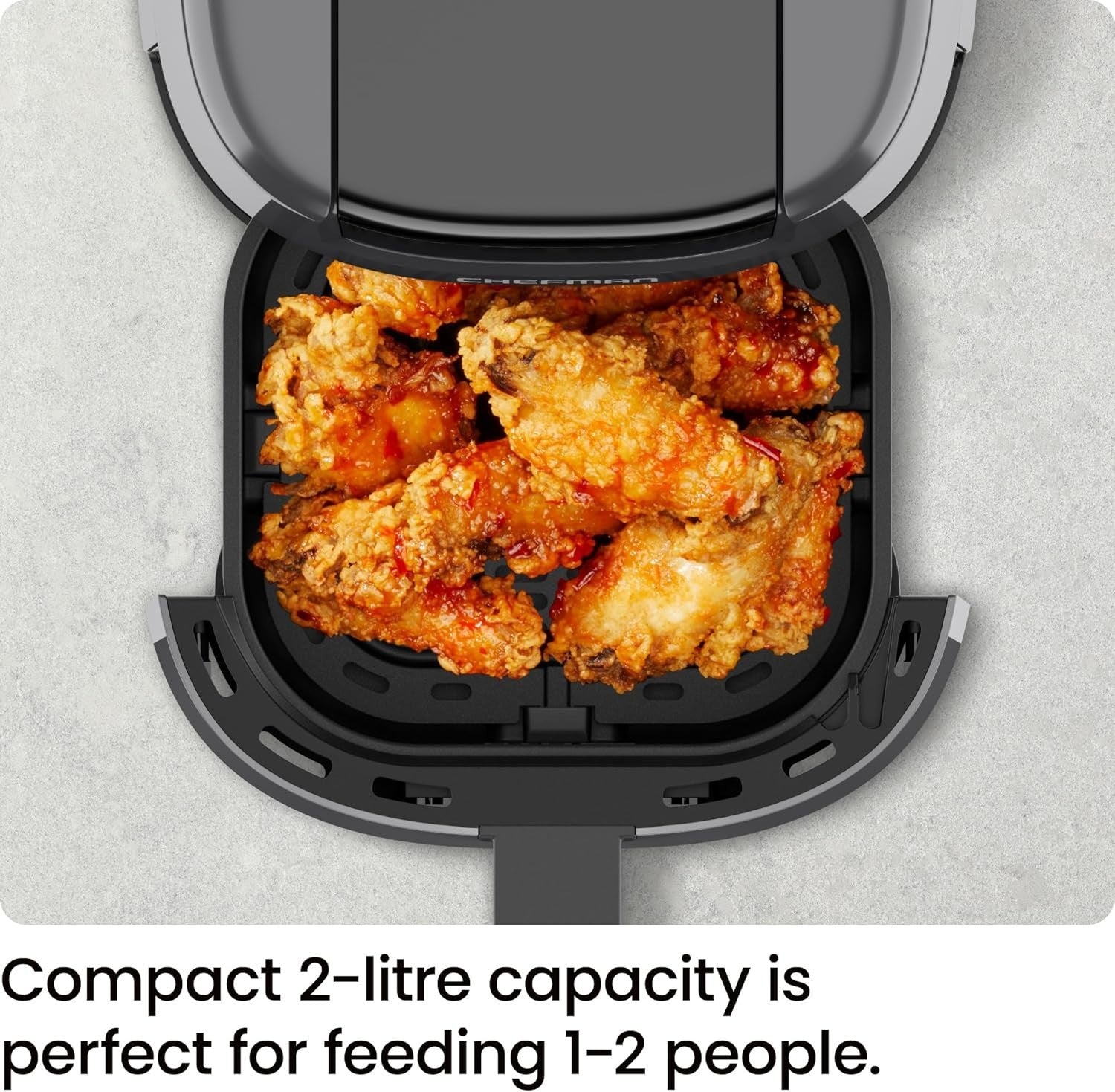 Mini Digital Air Fryer 2L Compact No Oil Dishwasher Safe Basket Timer