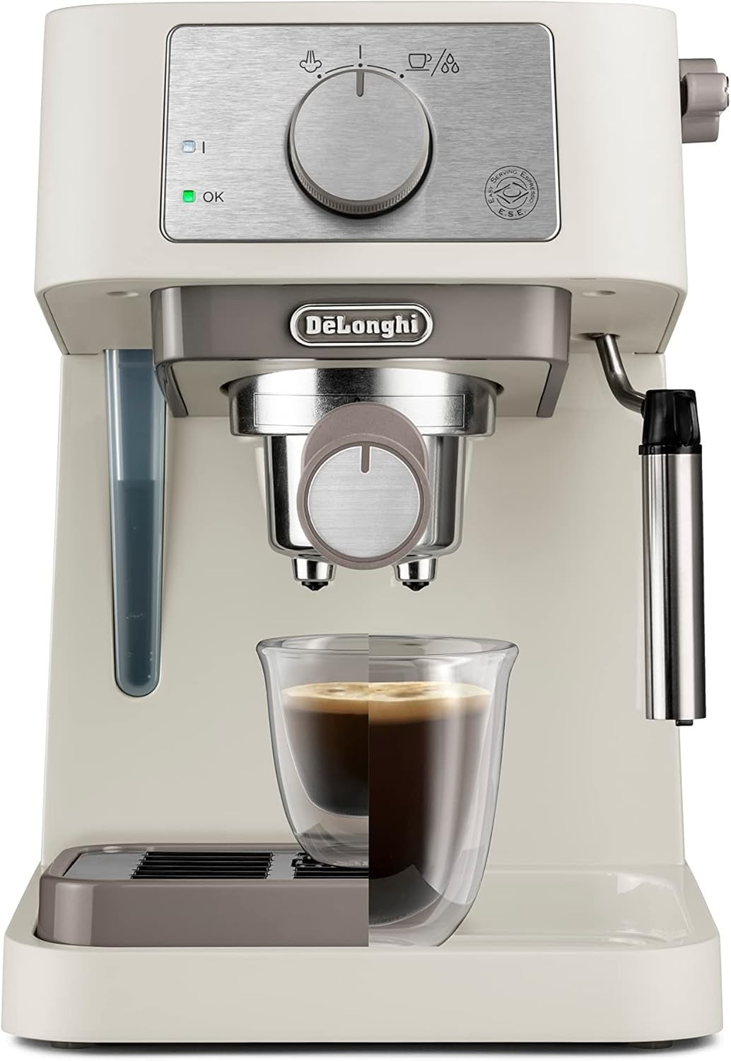 Manual Espresso Coffee Maker | 15 Bar Pressure | Milk Frother & Dual Cup Tray