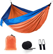 Double Camping Hammock for 2 Portable Nylon Lightweight, Quick Setup Orange Blue