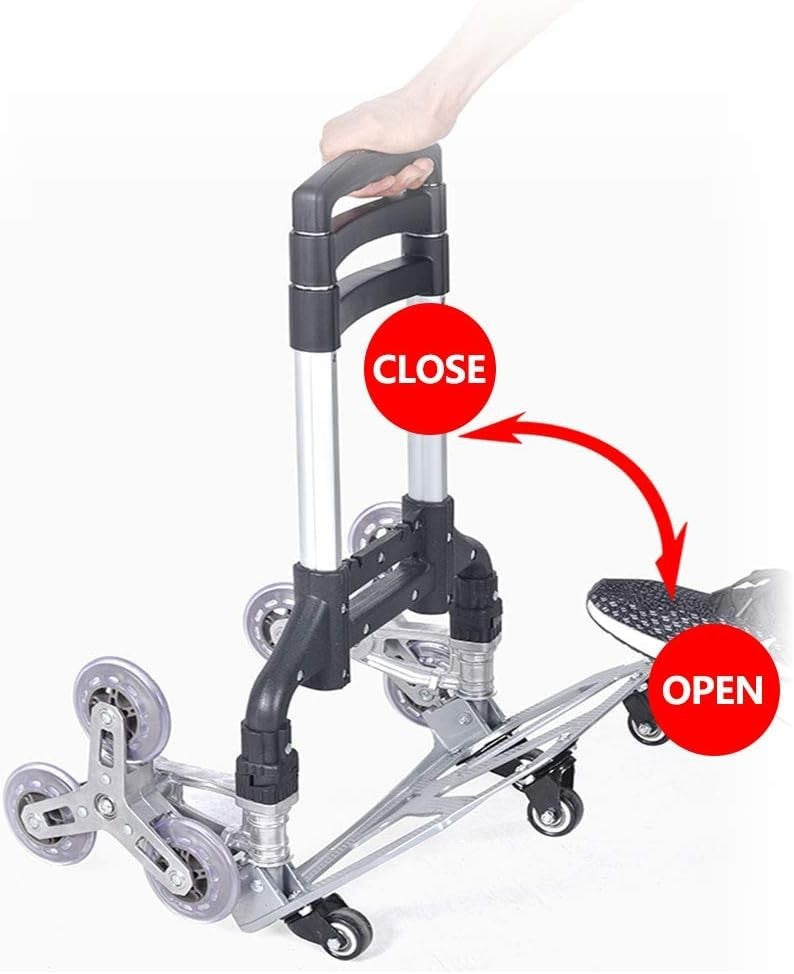 Aluminium Stair Climbing Trolley Folding Cart 10 Wheels Adjustable Handle