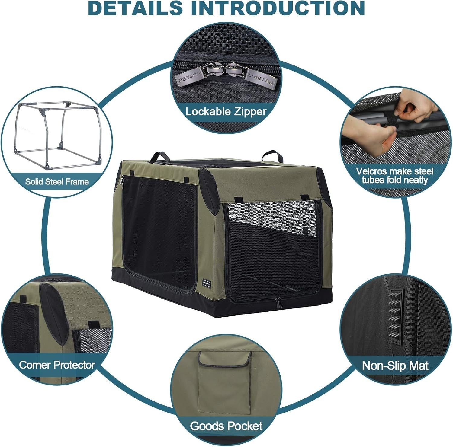 Portable Soft Dog Crate Collapsible Travel Carrier Indoor Outdoor 76cm
