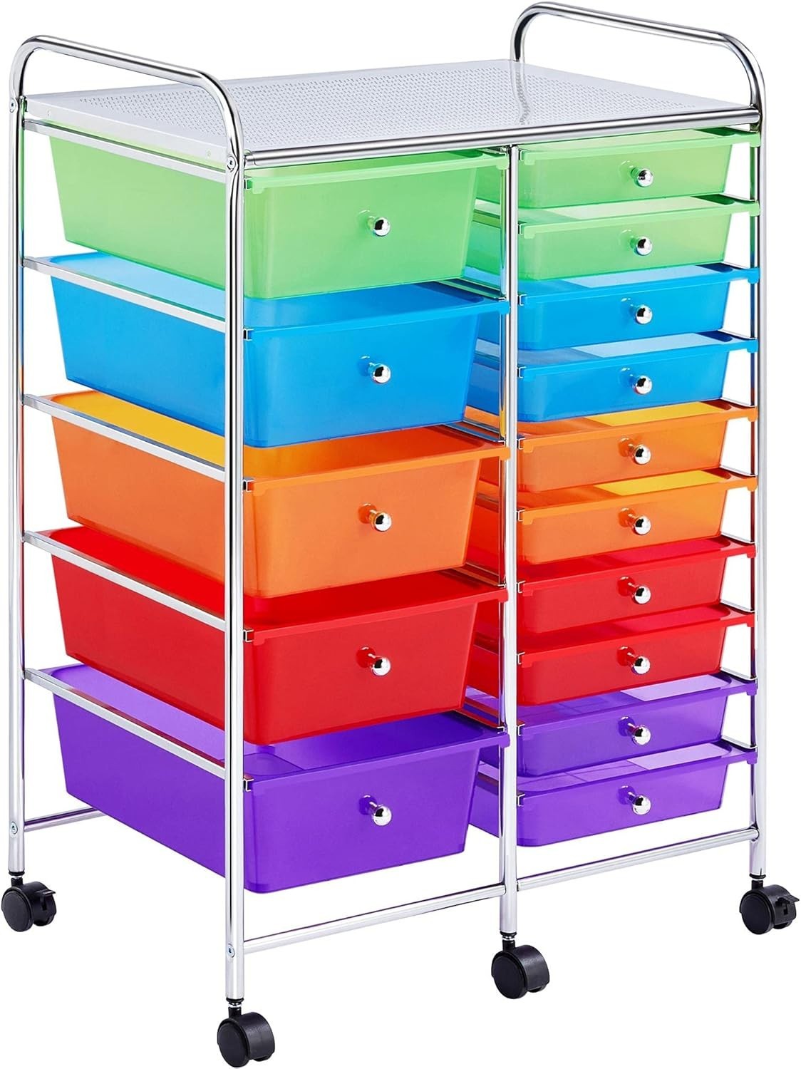 15 Drawer Rolling Storage Cart Mobile Organizer Trolley with Wheels