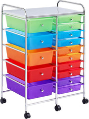 15 Drawer Rolling Storage Cart Mobile Organizer Trolley with Wheels