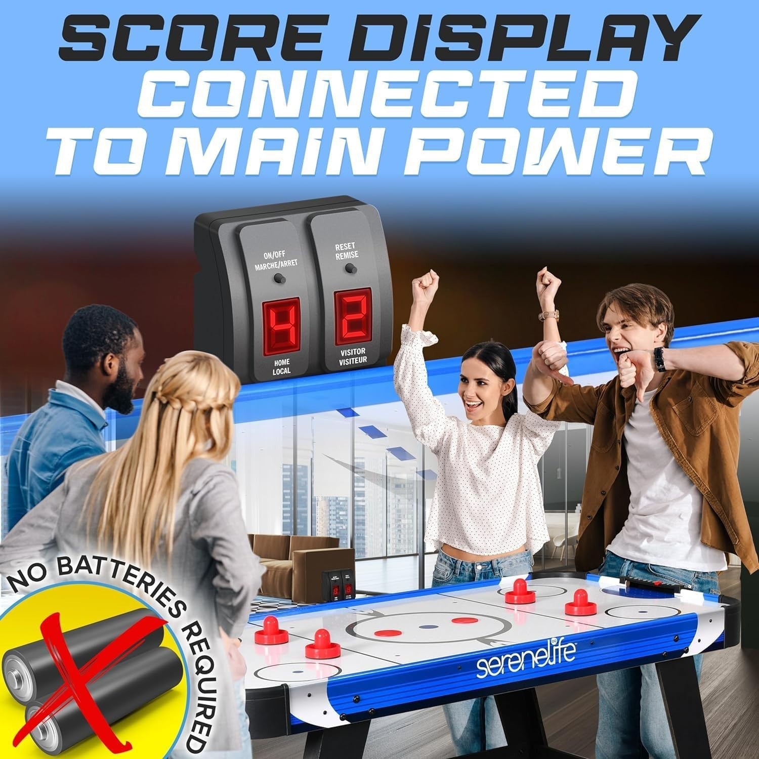 4.5ft Air Hockey Table LED Scoreboard 12V Motor 2–4 Players