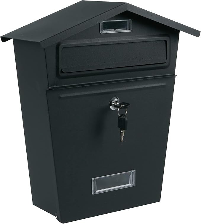 Lockable Wall Mount Mailbox Waterproof Steel Post Letter Box Secure Holder
