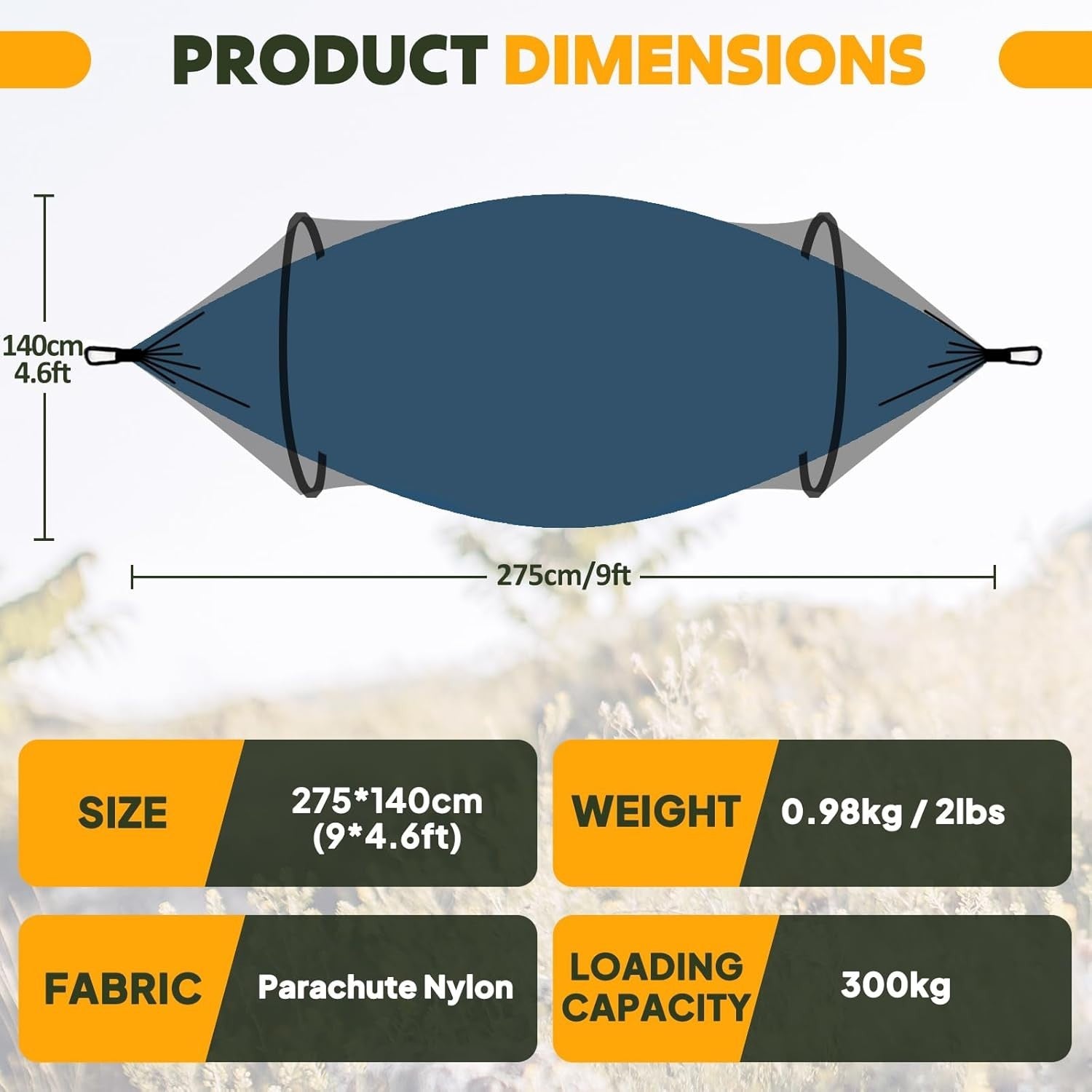 Ultralight Camping Hammock with Bug Net | 300kg Load | 2 Tree Straps