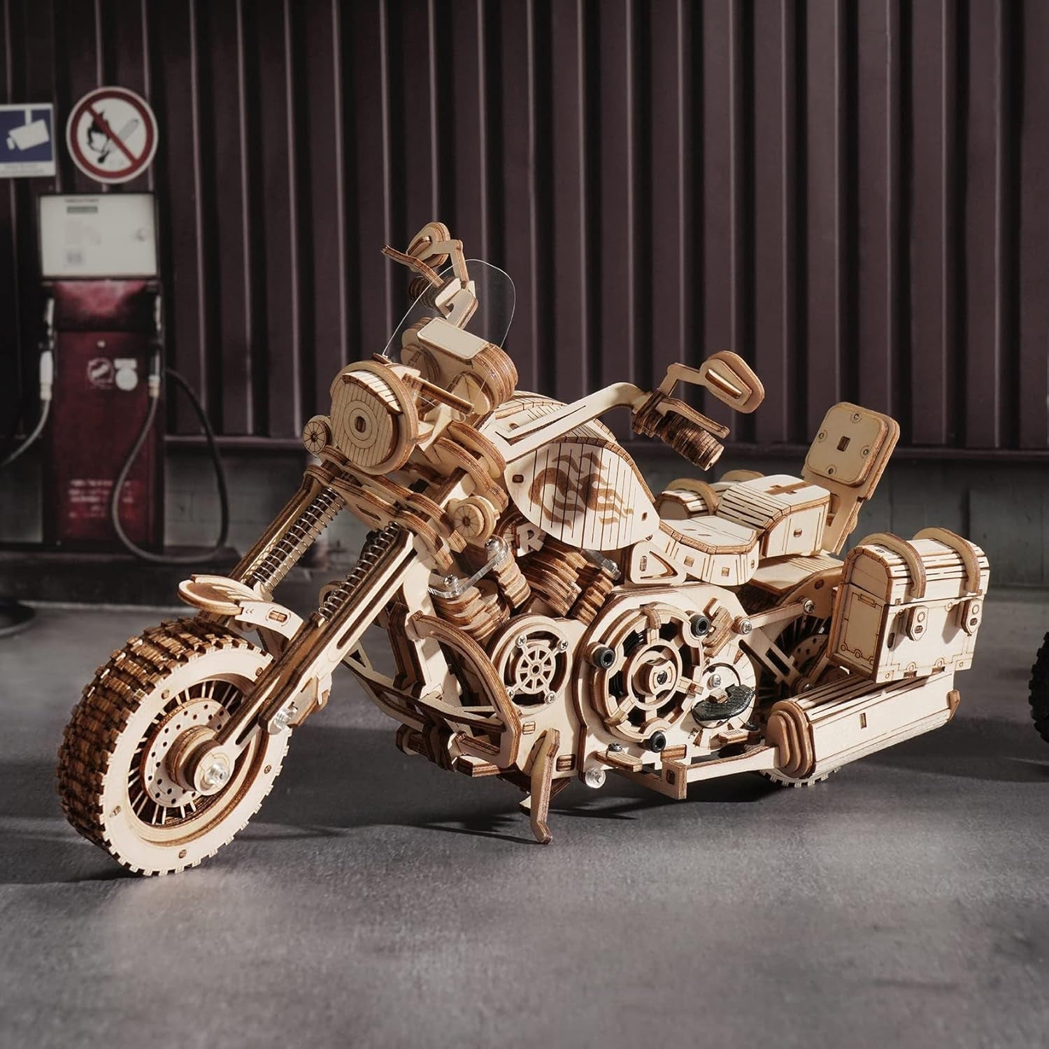 3D Wooden Motorcycle Puzzle Model Kit | Mechanical Moving Parts & Desk Decor