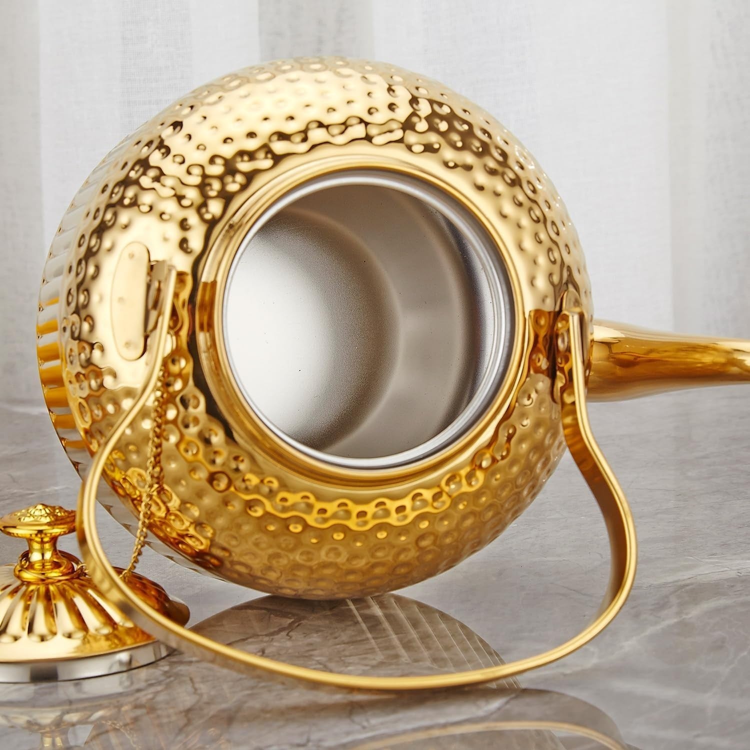 Gold Stainless Steel Teapot 1.2L Infuser Loose Leaf Tea Pot 6 Cups
