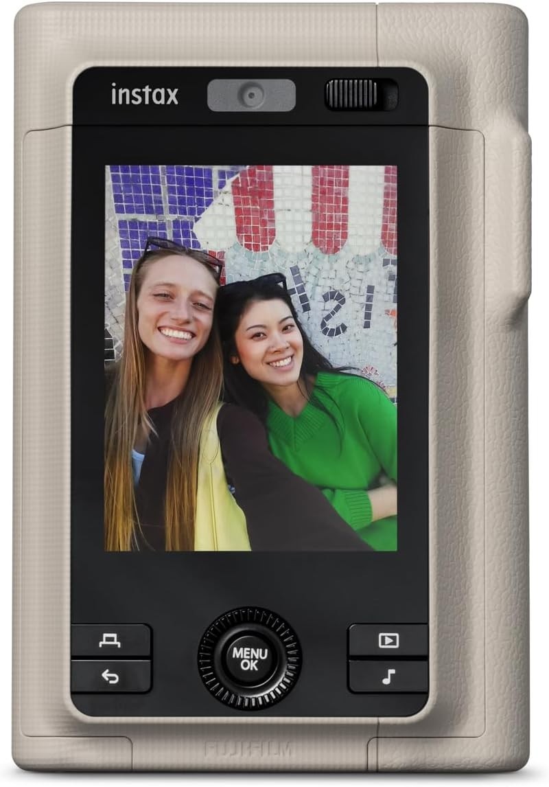 Hybrid Instant Camera Photo Printer LCD Screen Bluetooth Beige