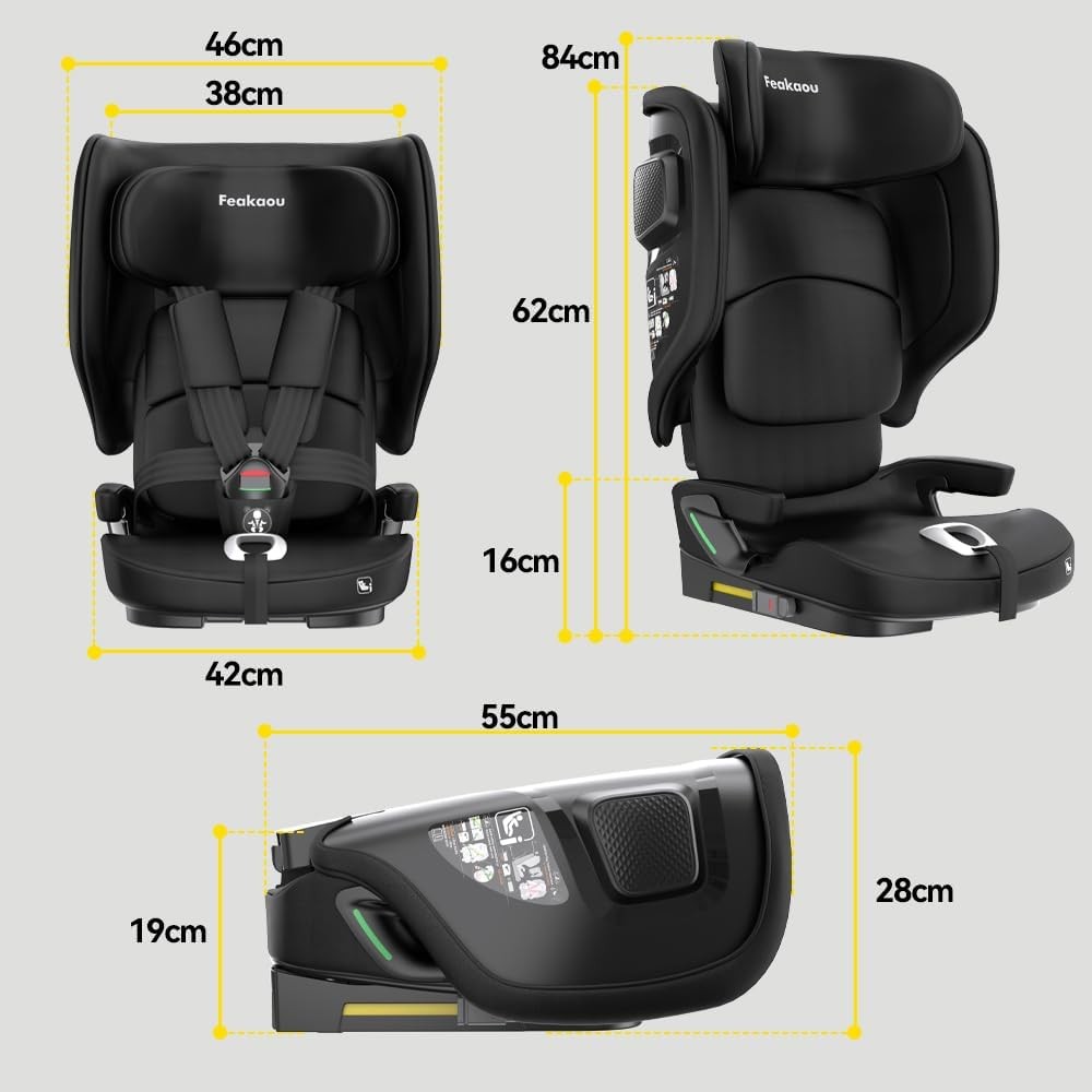 ISOFIX Child Car Seat i-Size Group 1/2/3 76–150cm Foldable Travel Seat
