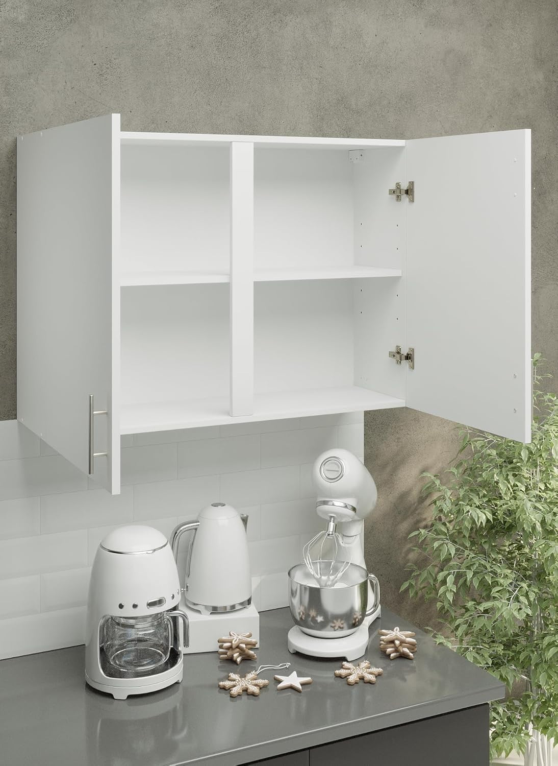 100cm White Wall Cabinet Cupboard Storage Unit Modern Matt Kitchen Doors