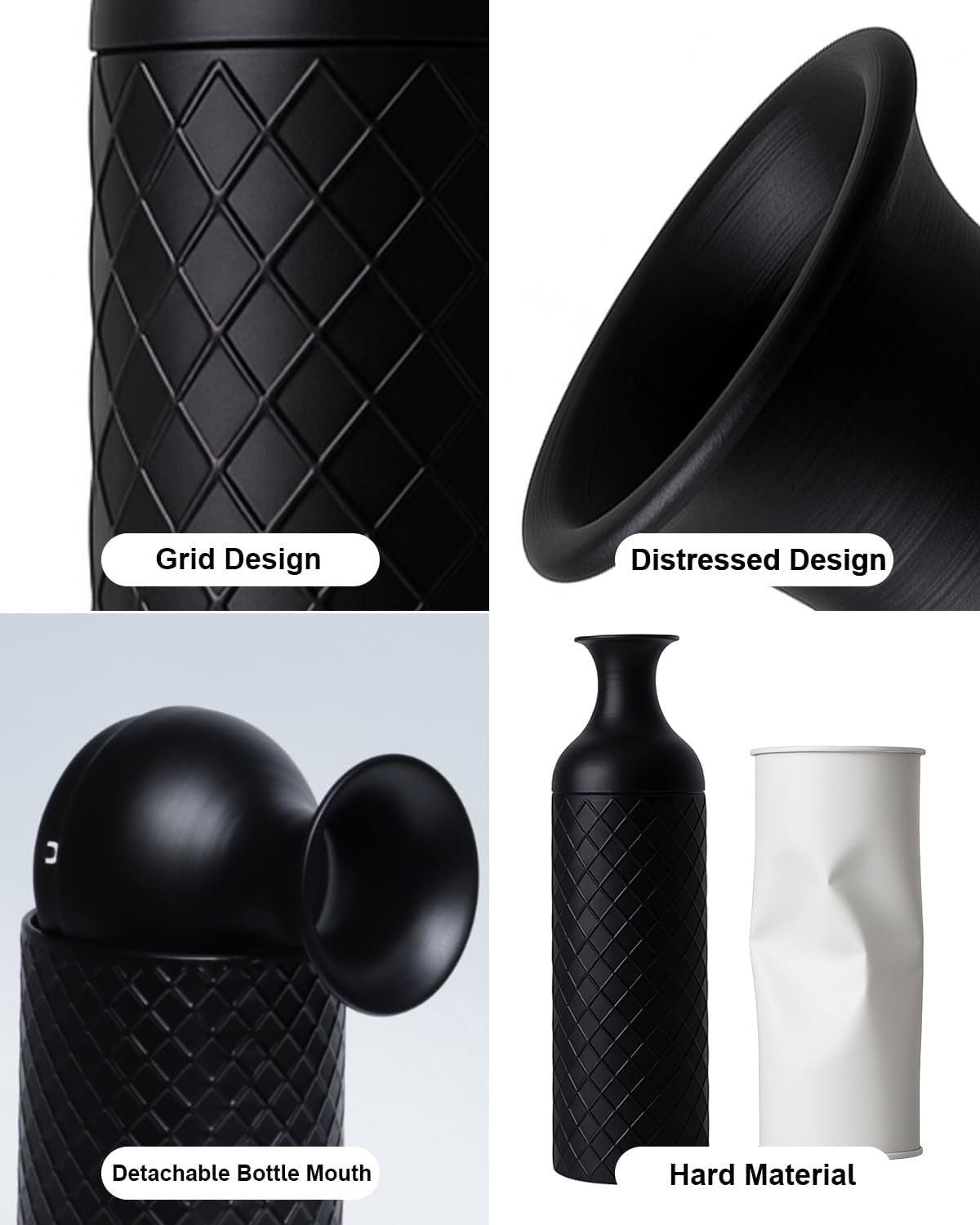 Tall Black Metal Floor Vases Set of 3 Modern Standing Home Decor