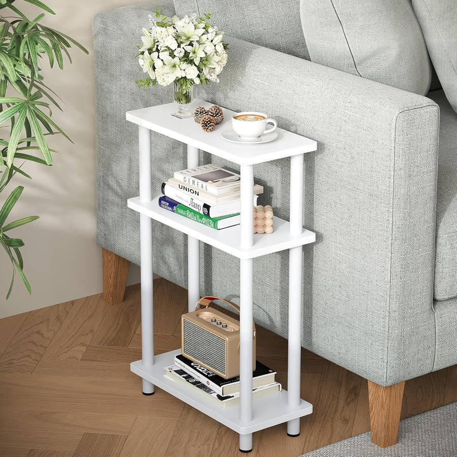 Slim 3-Tier Narrow Side Table, Space-Saving End Table for Living Room, Bedroom