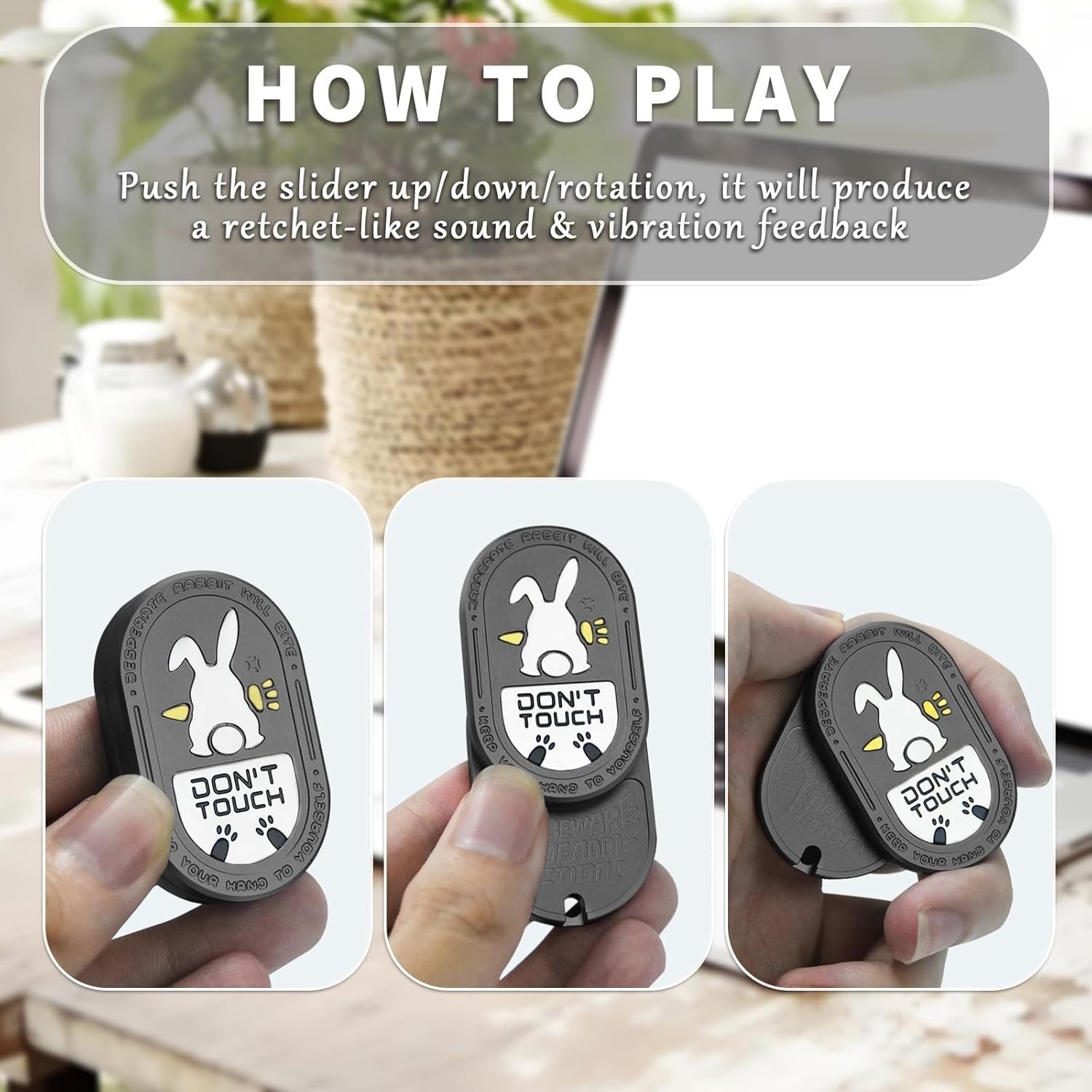 Gray Rabbit Clicker Fidget Slider Alloy Pocket Stress Relief Toy