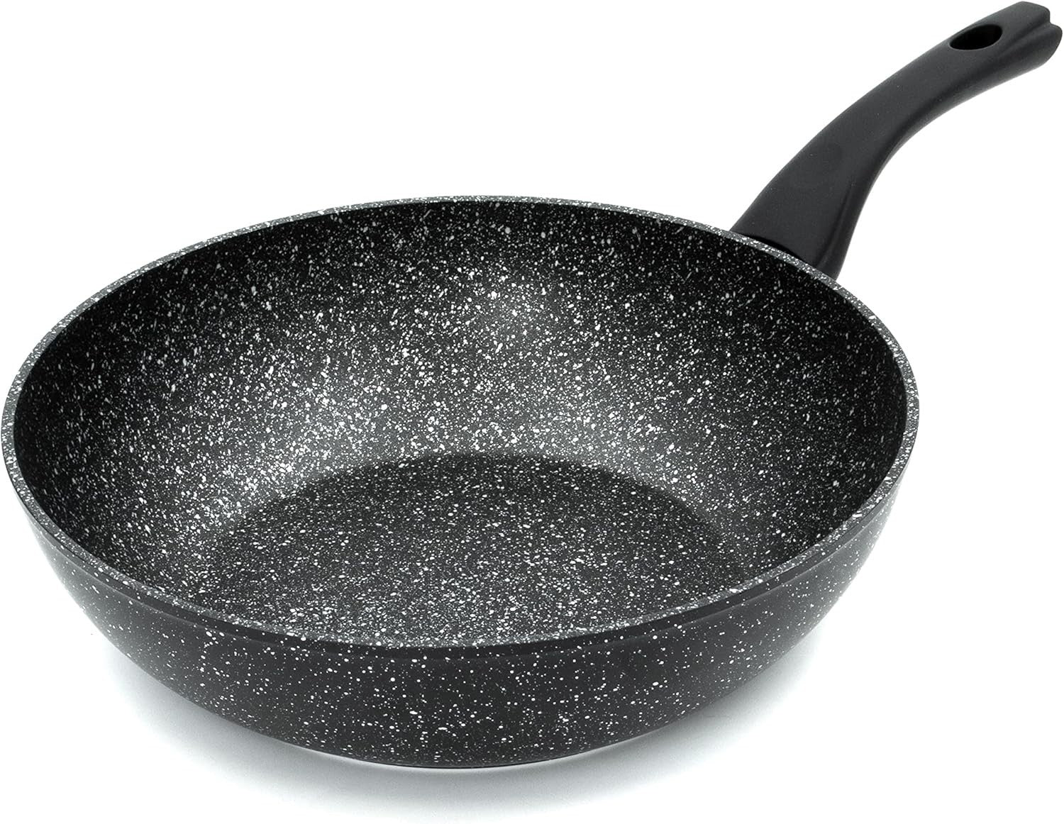 28cm Non Stick Black Marble Effect Induction Wok Pan with Cool Touch Handle