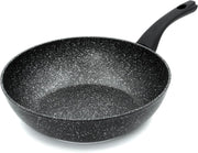 28cm Non Stick Black Marble Effect Induction Wok Pan with Cool Touch Handle