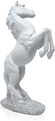 White Rearing Horse Statue 31cm Resin Ornament Elegant Home Office Art Decor