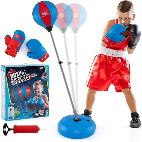 Adjustable Inflatable Punching Ball Stand Kids Teens Boxing Set