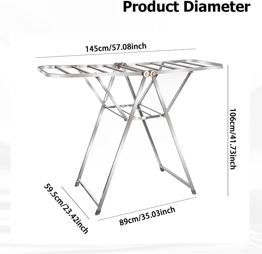 2 Level Folding Clothes Airer Winged Drying Rack Indoor Outdoor Steel