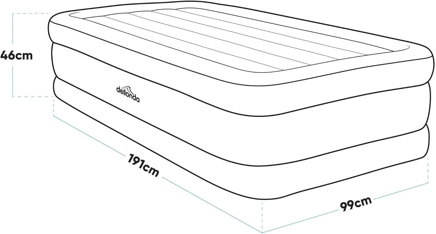 Single Deluxe Inflatable Air Bed with Built-In Pump – Portable Camping Mattress